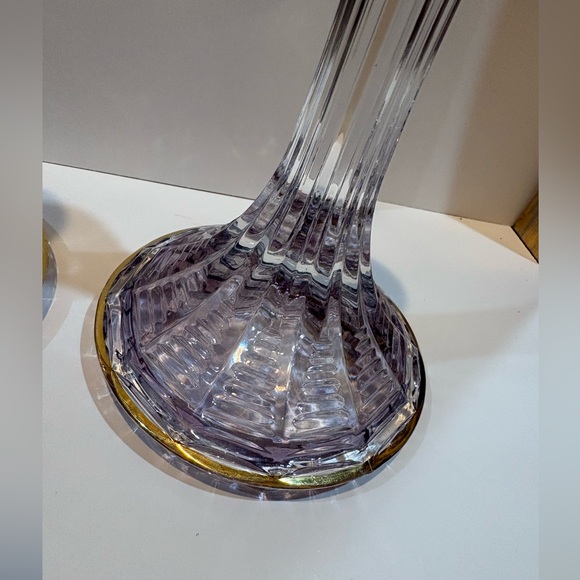 Vintage Lavender Pressed Glass Candlesticks 🌹 Set of 2 - Picture 3 of 7